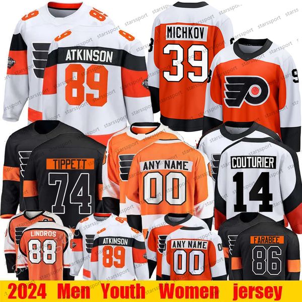 39 Matvei Michkov 2024 Stadium Hockey Jersey Travis Konecny Carter Hart Joel Farabee Sean Couturier Travis Sanheim Cam Atkinson Owen Tippett