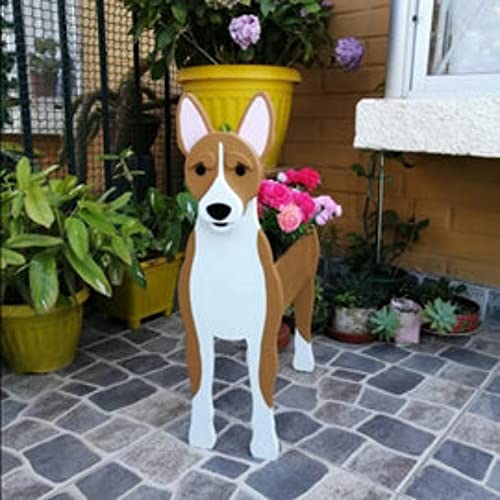 Cute Dog Planter Plant Pot,Pomeranian Schnauzer Plant Container Rack for Outdoor Indoor Plant Storage Containers for Plants and Stuff (Small,Basenji)