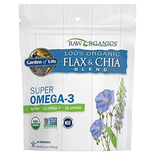 Garden of Life 100% USDA Organic Ground Flax Seed & Chia Blend, Gluten Free Cold Milled Golden Flaxseed Meal plus Premium Black Chia Seeds - Vegan Fib