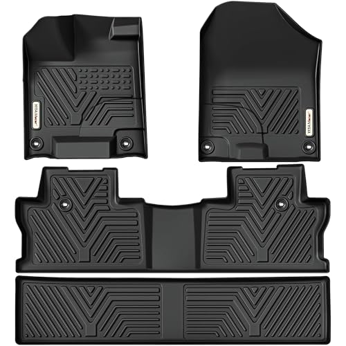 YITAMOTOR Floor Mats Compatible with 2017-2025 Honda Ridgeline Crew Cab, Custom Fit All-Weather TPE Ridgeline Floor Liners 1st, 2nd & 3rd Car Mats, Bl