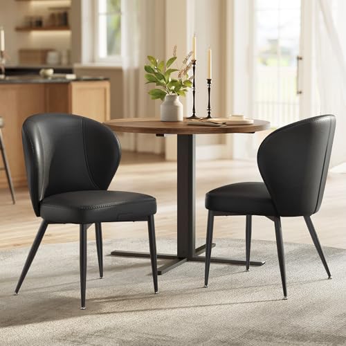 VASAGLE EKHO Collection - Dining Chairs Set of 2, Upholstered Kitchen Chairs, Comfortable Seat, Synthetic Leather with Stitching, Mid-Century Modern,