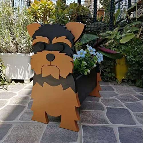 MADEI Cute Dog Planter Plant Pot,Pomeranian Schnauzer Plant Container Rack for Outdoor Indoor Plant Storage Containers for Plants and Stuff (Small,Yor