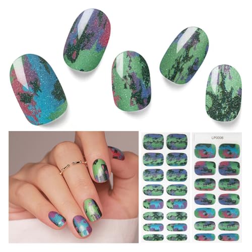Semi Cured Gel Nail Strips, 30pcs Gel Nail Wraps, Easy to Apply, 2 Weeks Long Lasting (Fantasy Dream)