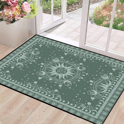 Sun and Moon Rug Boho Celestial Area Rugs for Bedroom Dorm Living Room Bohemian Occult Crescent Solar Stars Galaxy Floor Mat Pad Doormat Carpet,47" X