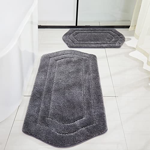 COSY HOMEER Extra Thick Bath Rugs for Bathroom - Anti-Slip Bath Linen Sets Mats Soft Plush 100% Strong Polyester Living Room Bedroom Water Absorbent(G