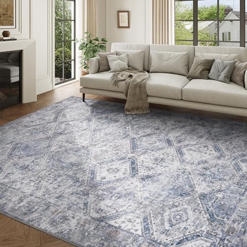 5x7 Area Rugs for Living Room, Machine Washable Non Slip Rug Modern Distressed Moroccan Indoor Area Rug Carpet Ultra Soft Rugs for Bedroom Dining Room