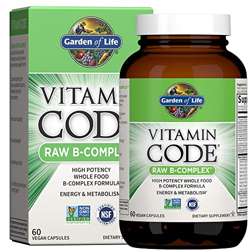 Garden of Life Vitamin B Complex, 60 Vegan Capsules, High Potency Vitamins for Energy & Metabolism with B6, Folate & B12 as Methylcobalamin Plus Probi
