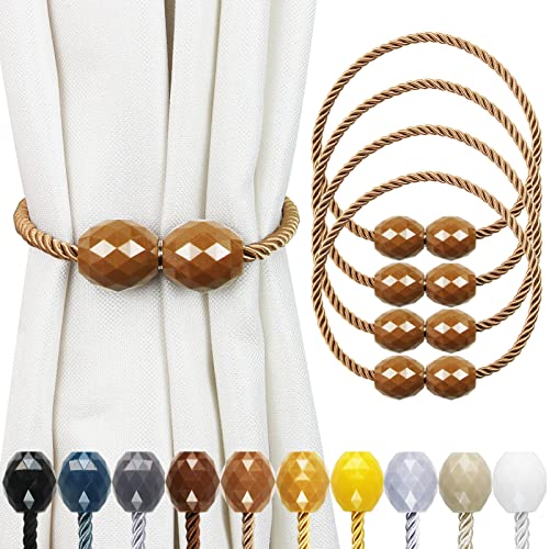 Strong Magnetic Curtain Tiebacks Khaki 4 Pack Decorative Tie Backs Outdoor Curtain Rope Tiebacks Elegant Curtain Holdbacks for Drapes