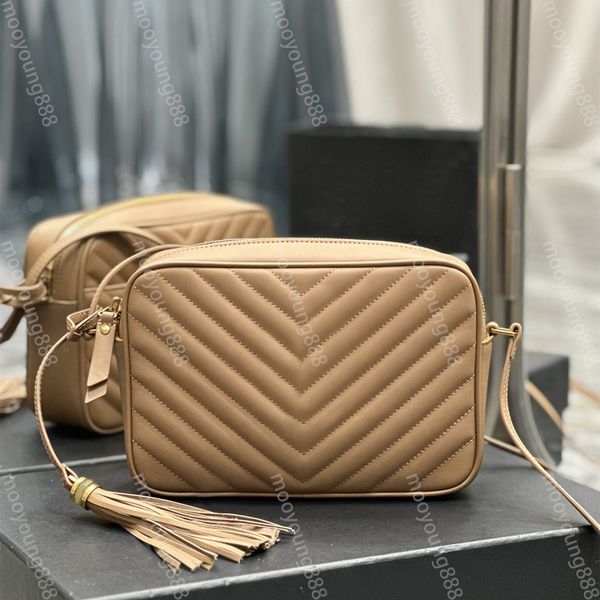 12A Upgrade Mirror Quality Designer Medium Lou Camera Bag Chevron Quilted Purse Womens Genuine Leather Handbags Crossbody Black Shoulder Str