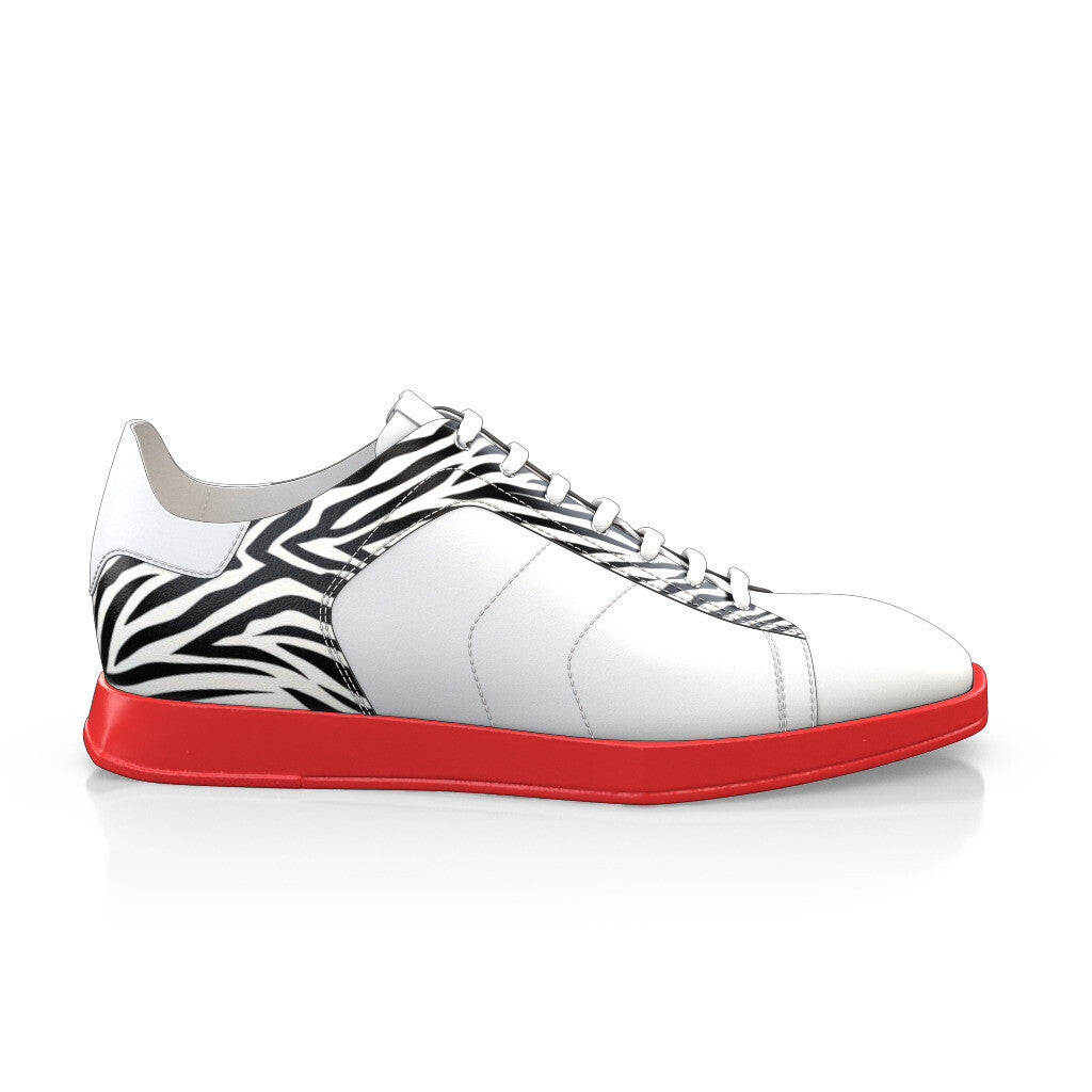 Baskets plates à lacets et bout carré Homme Faites main en Italie en Cuir Blanc - Sur Mesure - GIROTTI 53593