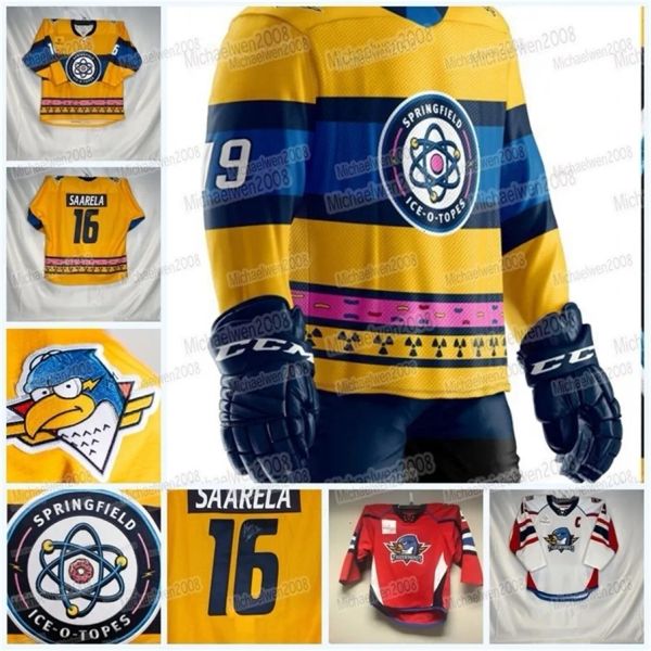 Vipceomiess Custom Springfield Thunderbirds AHL Hockey Jersey Matthew Peca Sam Anas Nathan Walker Scott Perunovich Hugh Mcging Logan Brown J