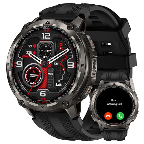 KOSPET Tank T4 Smart Watch for Men, Full Stainless Steel, 6 Satellite GPS & Offline Maps, 100M Waterproof 45m Freediving, 50-Day Battery, Bluetooth Ca