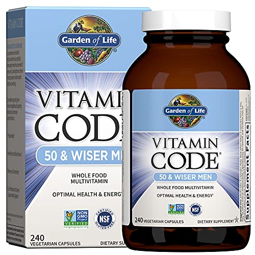 Garden of Life Multivitamin for Men - Vitamin Code 50 & Wiser Men's Raw Whole Food Vitamin Supplement with Probiotics, Vegetarian, 240 Capsules 240 Co