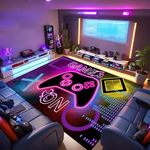 6' x 9' Gaming Rug Gamer Area Rugs for Playroom Gameroom Bedroom Living Room Dorm Classroom Nursery Carpet for Boys Kids Teens Man Indoor Floor Mat Pa