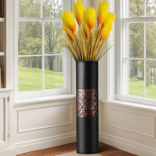 Black Classical Vase 24.6 Inch Tall Floor Decor Vase Luxury Home Decor Large Flower Resin Vases for Entryway Living Room Corner Decorative