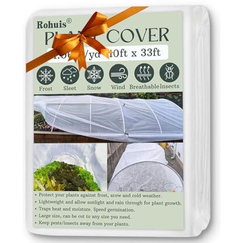Rohuis Plant Covers Freeze Protection Winter, 10ftx33ft Frost Blanket Cloths for Outdoor Plants, Reusable Garden Floating Row Cover for Vegetables Tre