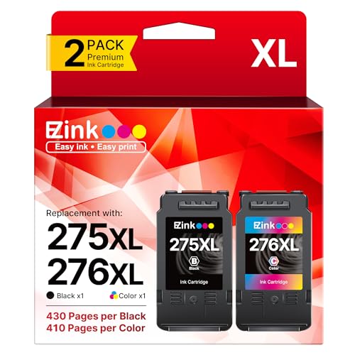 PG-275XL-CL-276XL Ink Cartridge Replacement for Canon 275 and 276 Ink Cartridges for Canon Ink 275 276 for Canon Printers PIXMA TS3520 TS3522 TS3720 T