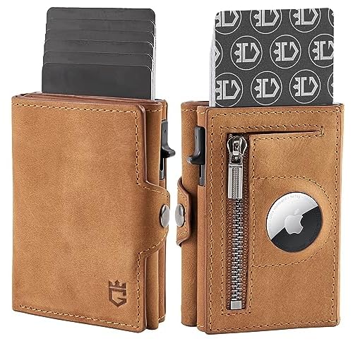 Mens Wallet Card Holder for AirTag, Leather Smart Wallet for Men, Airtag Wallet Pop Up Wallet, RFID Blocking, Slim, Minimalist, Large Capacity - 14-18