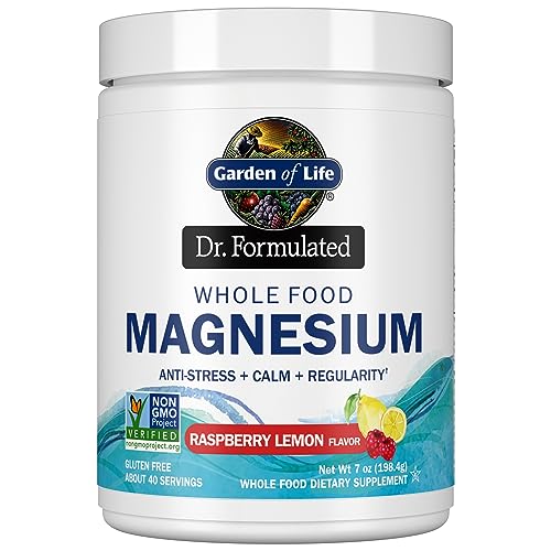 Garden of Life Whole Food Magnesium Powder, Raspberry Lemon - Vegan, Gluten & Sugar Free Supplement with Probiotics for Calm & Regularity Raspberry Le