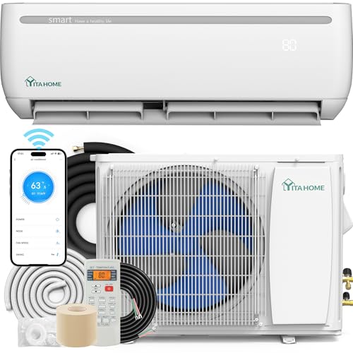 YITAHOME 12000 BTU Mini Split Air Conditioner Heat Pump System, 17 SEER2 208-230V Ductless Inverter System with Wi-Fi & Alexa Compatibility, Cover Up