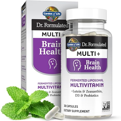 Garden of Life Dr Formulated Multi+ Brain Health, Fermented Liposomal Multivitamin + Lutein & Zeaxanthin, Vitamin D3 & Probiotics - Memory & Focus Sup