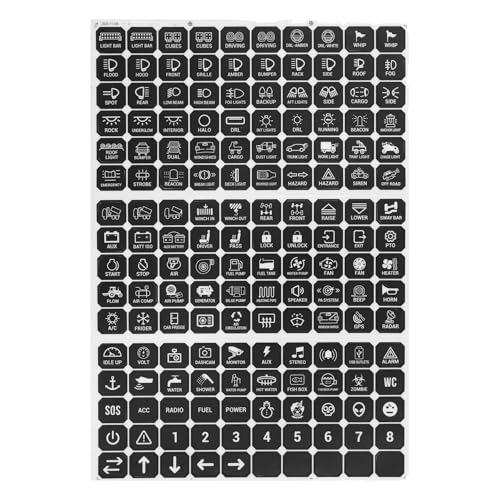 Auxbeam Switch Panel Sticker for 6-8 Gang Switch Panel Label Decal for Circuit Panel Marine Boat Truck Camper Dashboard Switch Control Labels, 160PCS