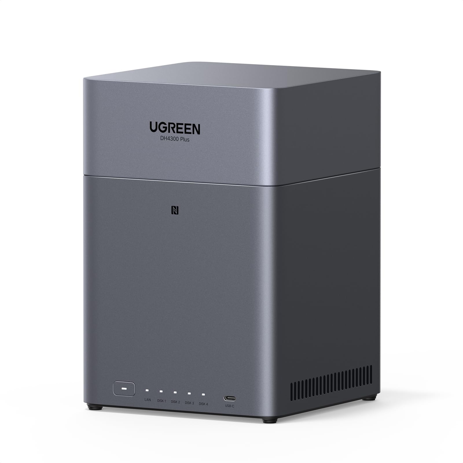 UGREEN NASync DH4300 Plus 4-Bay Desktop NAS, 2,5 GbE-LAN-Port, 8GB LPDDR4X RAM, NFC EIN-Berührungs-Verbindung, KI Familien und Babyalbum, Persönlich