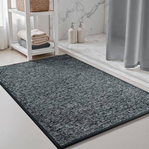 PADOOR-Bath Mat 17"x27"-Super Absorbent Bathroom Mats-Rubber Backed Bath Mats for Bathroom Non Slip, Machine Washable Bathroom Rugs Front of Bathtub,S