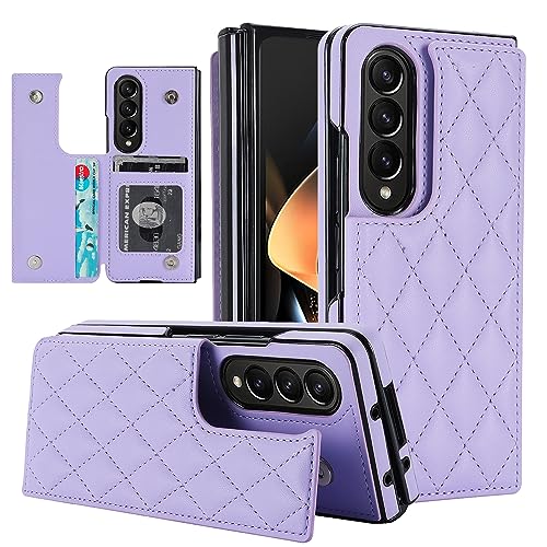 for Samsung Galaxy Z Fold 3 Wallet Case with Credit Card Holder, Fold Premium Diamond Leather Magnetic Clasp Kickstand Heavy Duty Protective Cover.(Pu