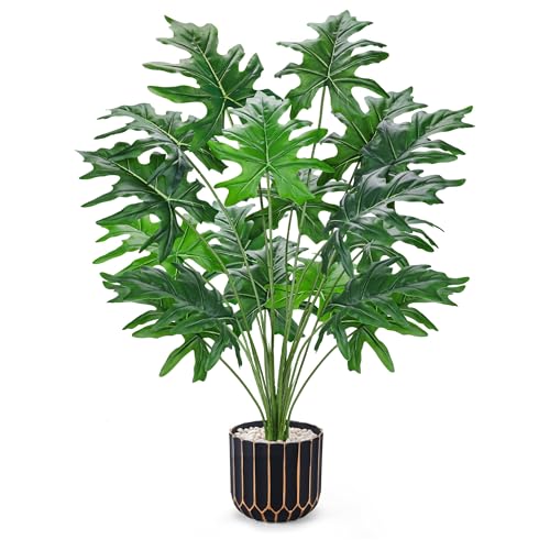Der Rose Fake Plants Tall 28'' Green Artificial Tropical Faux Plants Indoor for Living Room Home House Decor 1 28"-Philodendron