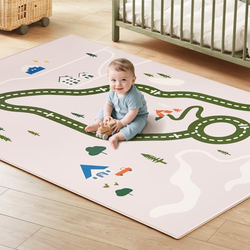 Tiny Land Baby Crawling Mat Reversible Baby Play Mat 78" X 55" Waterproof Non-Slip Larger Playmat Odorless Foam Floor Mat for Infants,Toddlers(Forest