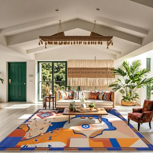 Lahome Cécile Vico Collection - 8x10 Blue Area Rugs for Living Room Washable Soft Non Slip Rugs for Bedroom, Dining Room Rugs for Under Table, Large