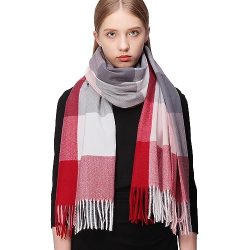 RIIQIICHY Plaid Scarfs for Women Fall Winter Scarves Pashmina Shawls and Wraps for Evening Dresses Plaid Scarf-6