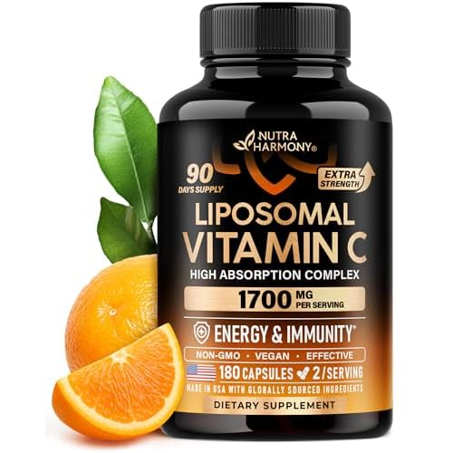 Liposomal Vitamin C 1700 mg - High Absorption Fat Soluble Complex - Antioxidant, Energy Boost & Immune Support - Vitamin C Supplement Made in USA - NO