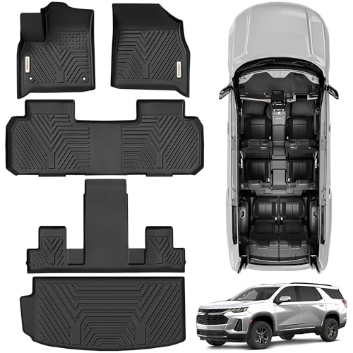 YITAMOTOR Floor Mats & Cargo Liners Fit for 2018-2023 Chevy Traverse & 2024 Traverse Limited 7 Seats, Custom Fit All-Weather TPE Rubber Car Mats Liner