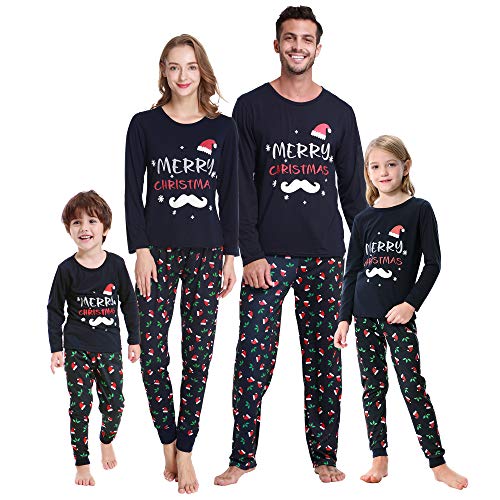 VENTELAN Family Matching Christmas Pajamas Set Holiday Santa Claus Sleepwear Xmas PJS Set for Couples and Kids Kids 2T Blue Santa Claus