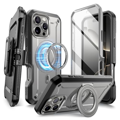 SUPCASE for iPhone 16 Pro Case with Stand (UBPro Mag), [Support MagSafe] [Built-in Screen Protector & Belt Clip] [Military-Grade Protection] Magnetic