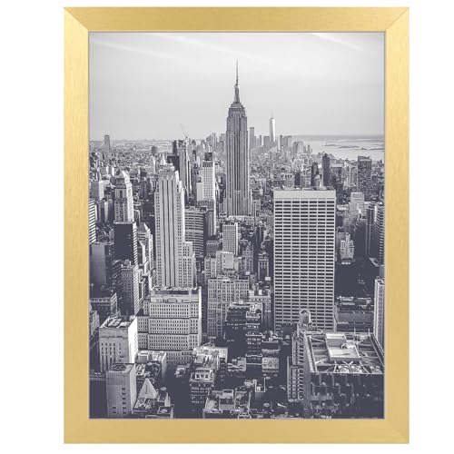RUN HELIX 9x12 Gold Picture Frame, Tabletop and Wall Mounting Horizontally or Vertically, Decoration for Photos, Paintings, Posters, Artwork,Gold Fram