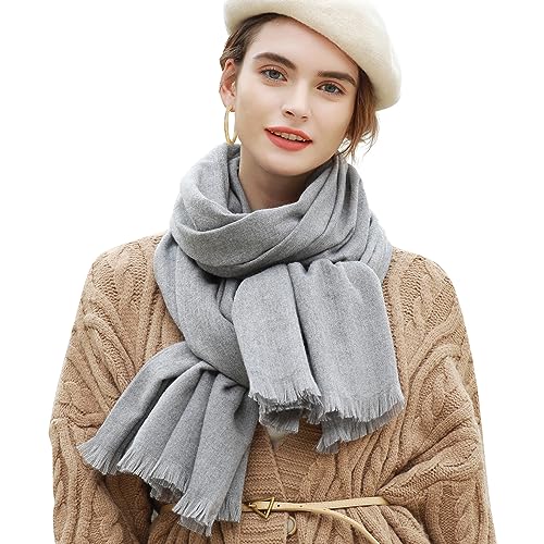RIIQIICHY Scarfs for Women Pashmina Shawl Wraps for Evening Dresses Women Scarf for Wedding Large Winter Scarves Grey