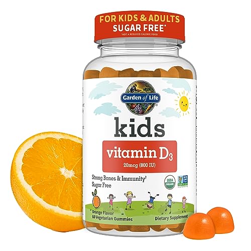 Garden of Life Kids Organic Vitamin D3 Gummies with 800 IU (100% Daily Value) for Strong Bones, Teeth, Brain & Immunity – Non-GMO, No Gluten, Vegeta