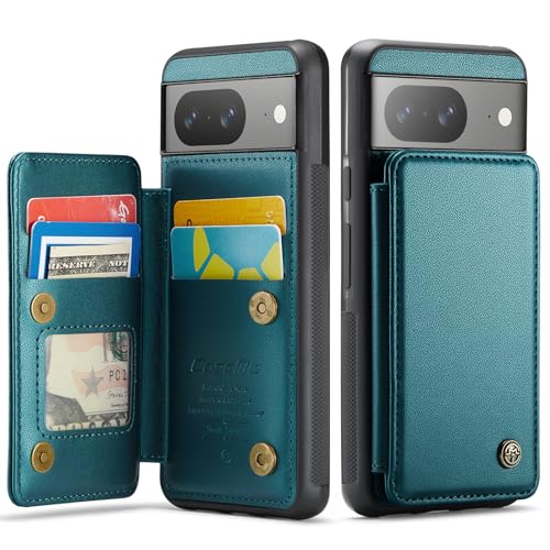 for Google Pixel 8 Wallet Case with RFID Blocking and 4 Credit Card Holder, Premium Durable Slim Leather Magnetic Clasp Kickstand Heavy Duty Shockproo