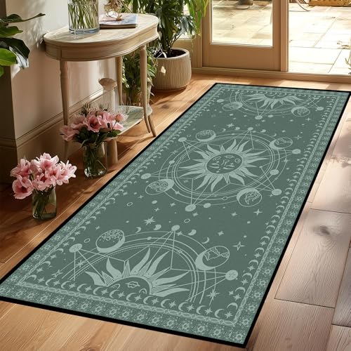 Sun and Moon Rug Boho Celestial Area Rugs for Bedroom Dorm Living Room Bohemian Occult Crescent Solar Stars Galaxy Floor Mat Pad Doormat Carpet,79" X
