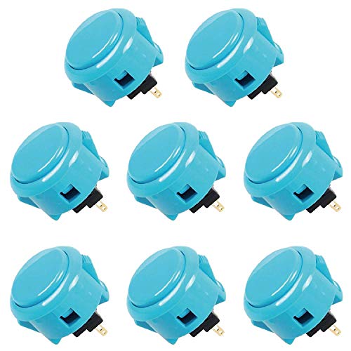 Sanwa 8 pcs OBSF-30 Original Push Button 30mm - for Arcade Jamma Video Game & Arcade Joystick Games Console (Blue) S@NWA 30mm Blue