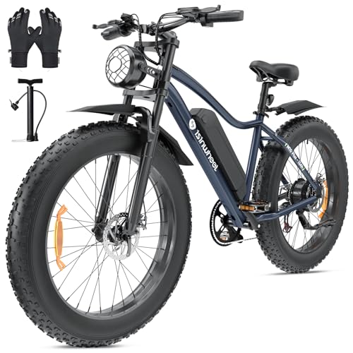 isinwheel M10Plus Electric Bike for Adults, 1000W Peak Motor, 120KM Pas Range & 45KM-H Speed, 26"*4.0 Fat Tire, Commuting Electric Mountain Bicycle wi