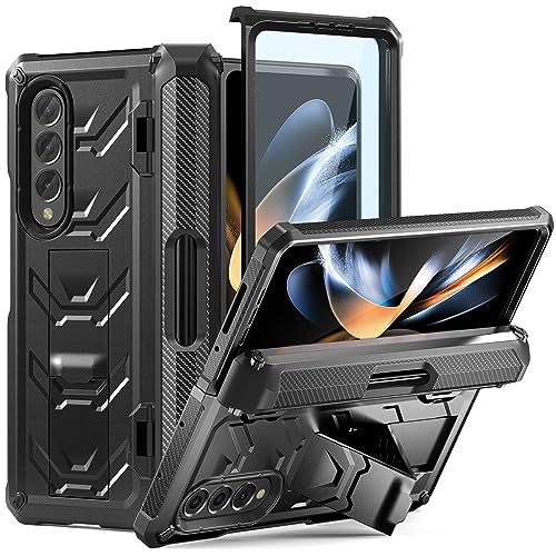 for Samsung Galaxy Z Fold 4 Armor Protect Case,Bulit-in[Kickstand] [S Pen Holder] [Screen Protector] [Hinge Protection] Heavy Duty Shockproof & Milita