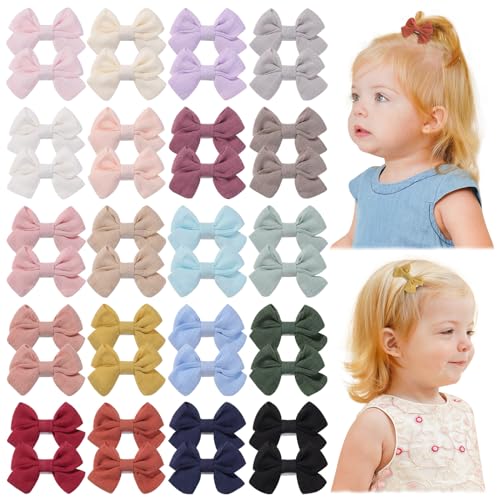jollybows 40pcs 2" Hair Clips for Girls - Mini Fully Lined Bows, Tiny Barrettes for Infants, Toddlers, Kids, Teens Shape B-20 colors