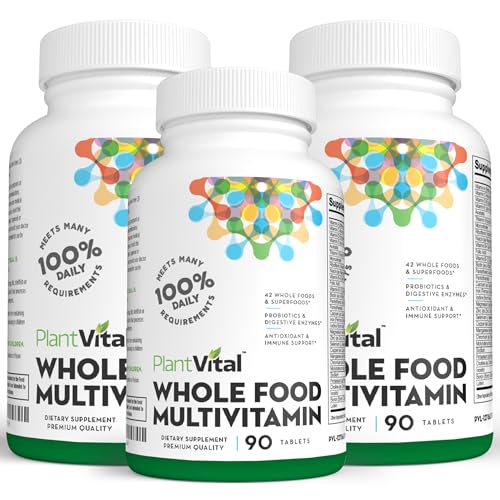 Plantvital Whole Food Multivitamins with 42 Superfoods Raw Veggies and Fruits Vitamins Earth Energy Fruits and Veggies Supplement Pure Fruit and Veget