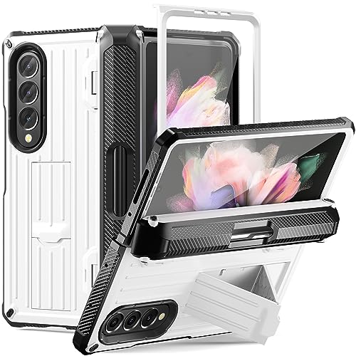 for Samsung Galaxy Z Fold 3 Armor Protect Case,Bulit-in[Kickstand] [S Pen Holder] [Screen Protector] [Hinge Protection] Heavy Duty Shockproof & Milita