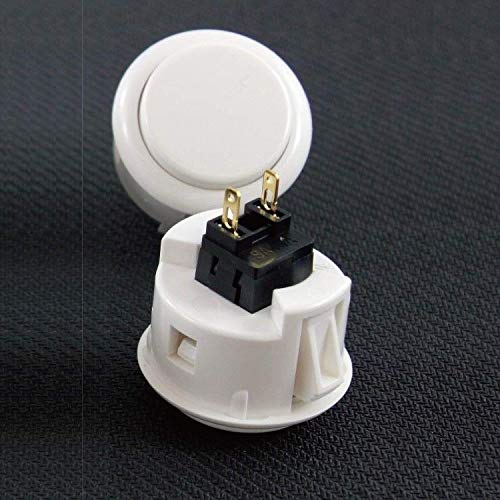 Sanwa 2 pcs OBSF-30 Original Push Button 30mm - for Arcade Jamma Video Game & Arcade Joystick Games Console (White) S@NWA 30mm White