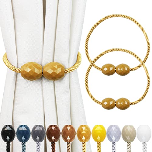 Strong Magnetic Curtain Tiebacks Gold 2 Pack Decorative Tie Backs Outdoor Curtain Rope Tiebacks Elegant Curtain Holdbacks for Drapes